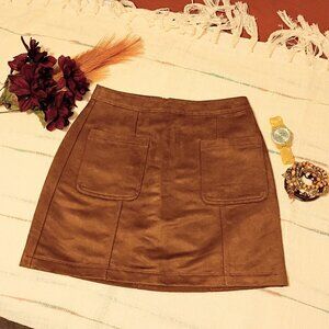 Old Navy sz 2 brown suede boho Y2K festival all season mini skirt